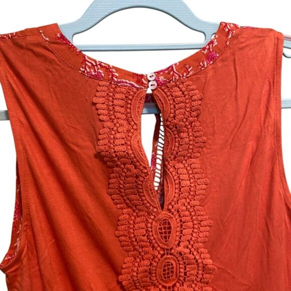 Daniel Rainn Paisley Key Hole Crochet Tank Top NWT Size Small Petite SP - Picture 12 of 13